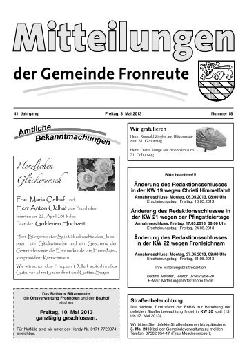 Mitteilungsblatt vom 03.05.2013 - Fronreute