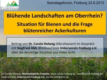 Blühende Landschaften am Oberrhein? - ECOtrinova eV