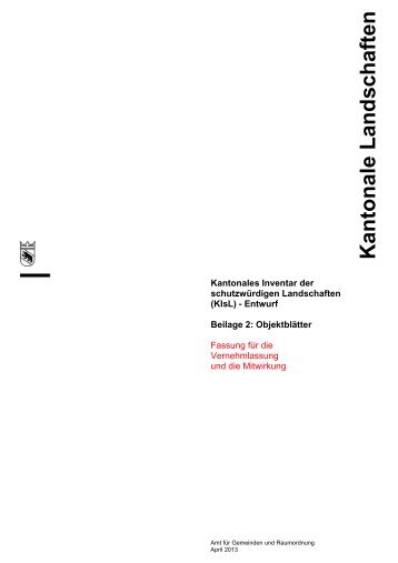 Objektblätter - Vernehmlasssung zum Entwurf des ... - Kanton Bern