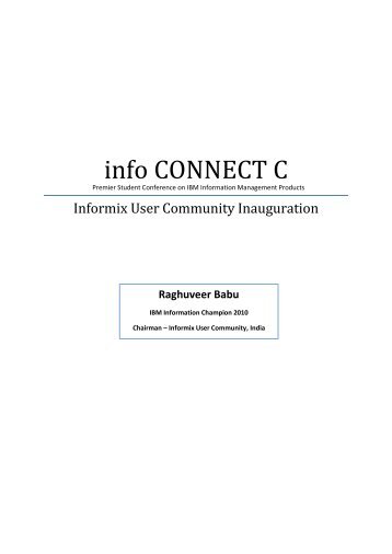 Connect C 2010 - International Informix Users Group