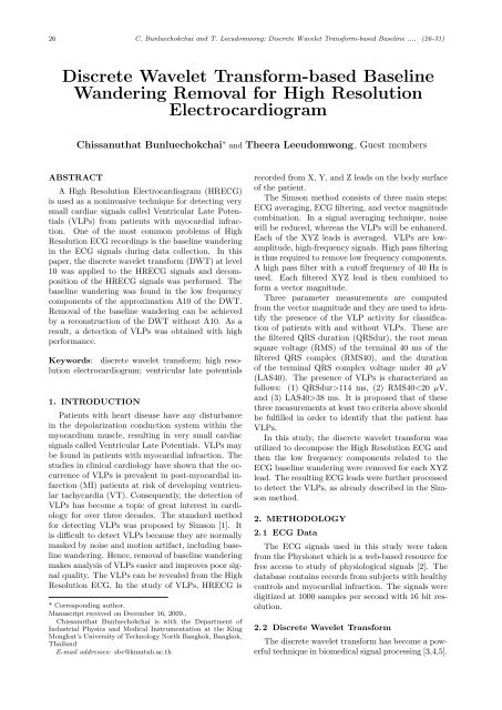 Discrete Wavelet Transform-based Baseline Wandering ... - ijabme.org