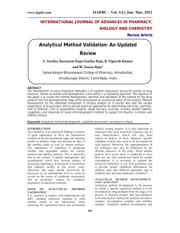 Analytical Method Validation: An Updated Review - ijapbc
