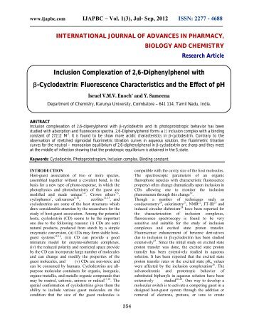 Inclusion Complexation of 2,6-Diphenylphenol with Î² ... - ijapbc