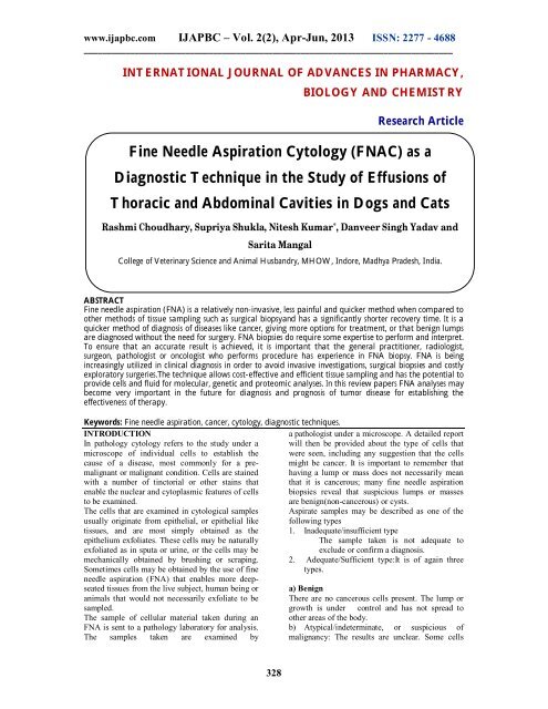 Fine Needle Aspiration Cytology (FNAC) as a Diagnostic ... - ijapbc