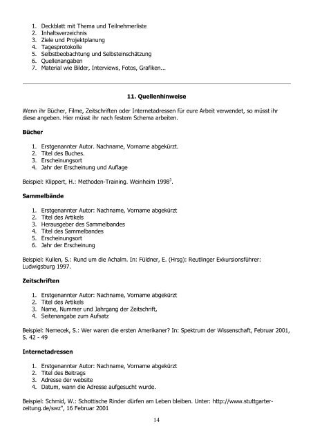 Bewertungsbogen zur Projektprüfung - Burgschule Plochingen