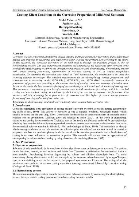 Ijest Template International Journal Of Applied Science And