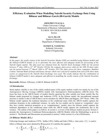 application of bilnear and bilinear-garch models in modelling the ...