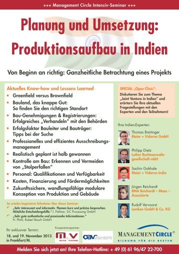 Seminar: Planung und Umsetzung: Produktionsaufbau in Indien ...