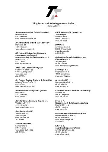 Mitgliederliste im PDF-Format - TaT Transferzentrum für angepasste ...