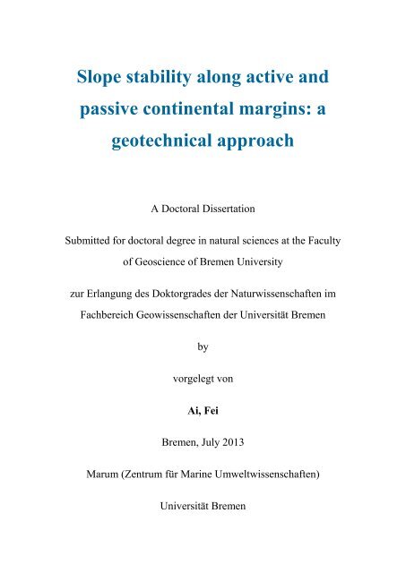 Slope stability along active and passive continental margins ... - E-LIB