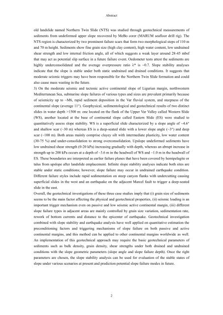 Slope stability along active and passive continental margins ... - E-LIB