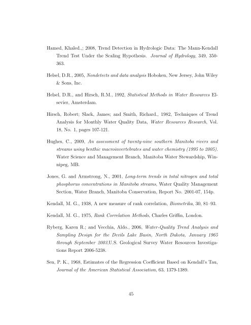 Statistical Analysis of Trends in the Red River Over a 45 Year Period