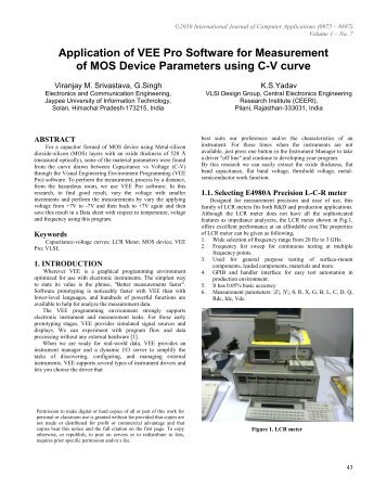 Application of VEE Pro Software for Measurement of MOS Device ...