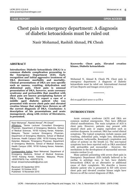 Chest Pain In Emergency Department International Journal