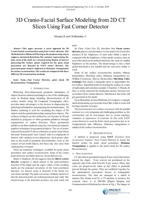 3D Cranio-Facial Surface Modeling from 2D CT Slices Using ... - ijcee