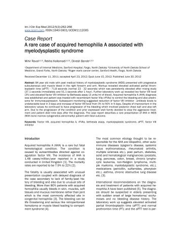 Case Report A rare case of acquired hemophilia A associated with ...