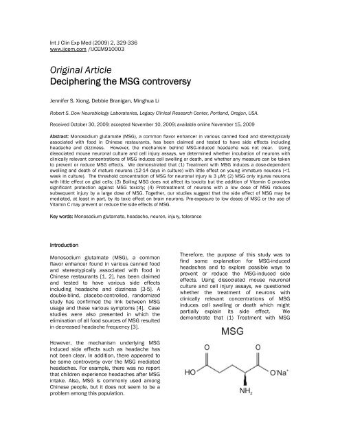 Deciphering the MSG controversy