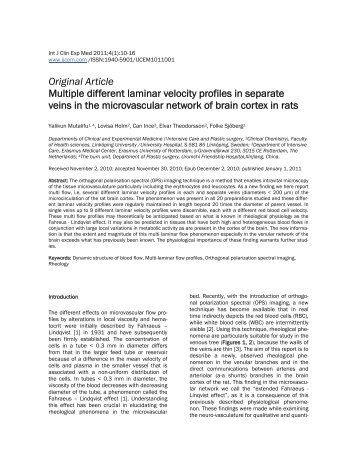 Multiple different laminar velocity profiles in separate veins in the ...