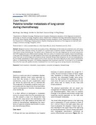 Case Report Palatine tonsillar metastasis of lung cancer during ...