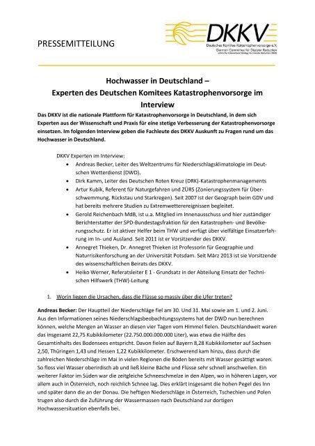 Pressemitteilung DKKV, 07. Juni 2013 - Deutsches Komitee ...