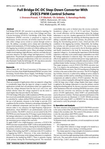 Full Bridge DC-DC Step-Down Converter With ZVZCS PWM ... - IJCST