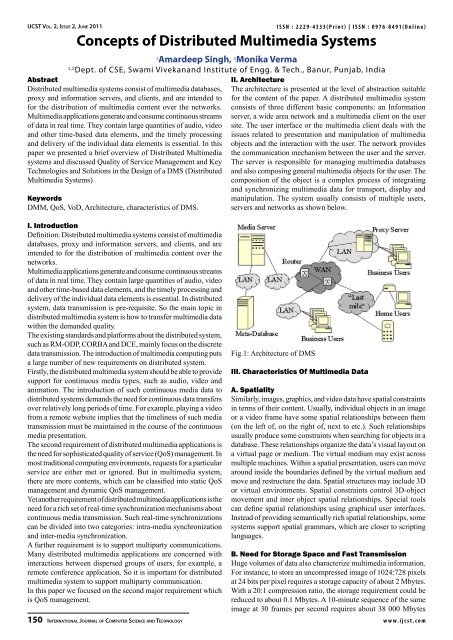 Concepts of Distributed Multimedia Systems - IJCST