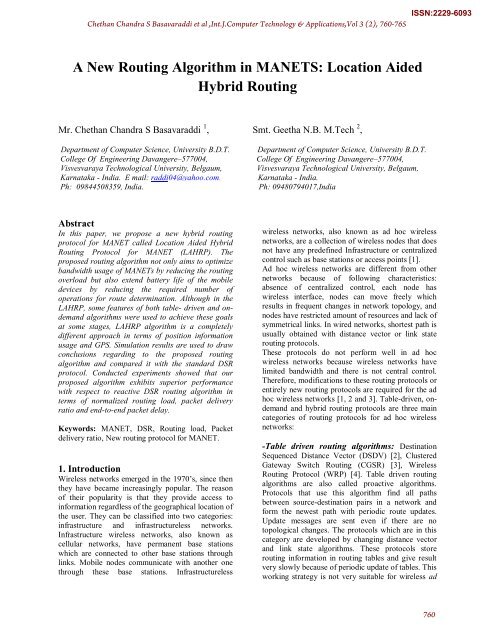 A New Routing Algorithm in MANETS: Location Aided Hybrid Routing