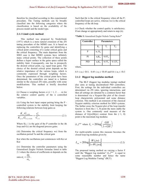 Relay Approach for tuning of PID controller - International Journal of ...