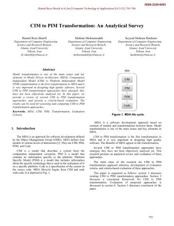 CIM to PIM Transformation - International Journal of Computer ...