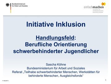 Initiative Inklusion - Berufliche Orientierung - BAG UB eV