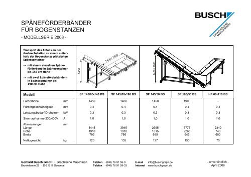 Späneförderbänder für Bogenstanzen - Gerhard BUSCH Gmbh