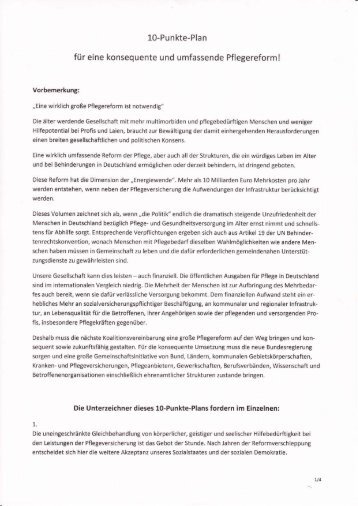 10-Punkte-Plan für eine große Pflegereform | 30. Oktober 2013 - vzbv