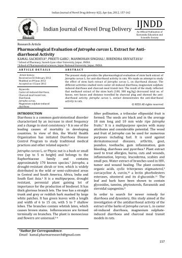 Pharmacological Evaluation of Jatropha curcas L. Extract for ...