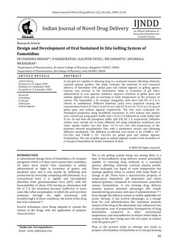 Design and Development of Oral Sustained In Situ Gelling System of ...