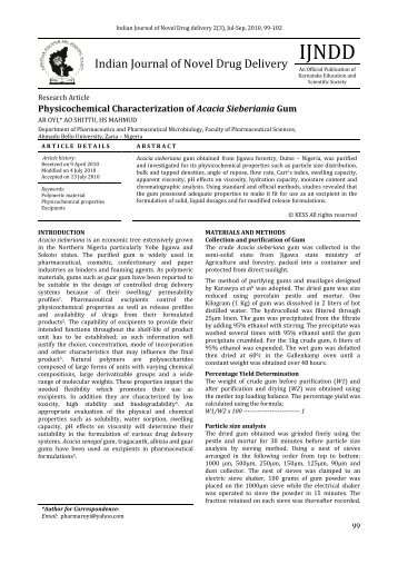 Physicochemical Characterization of Acacia Sieberiania Gum