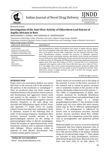 Investigation of the Anti-Ulcer Activity of Chloroform Leaf Extract of ...