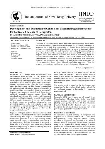 Development and Evaluation of Gellan Gum Based Hydrogel ...