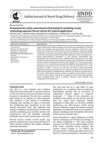 Evaluation for safety assessment of formulated vanishing cream ...