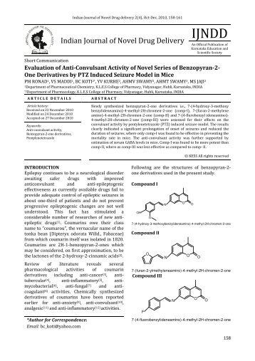 Evaluation of Anti-Convulsant Activity of Novel Series of Benzopyran-2