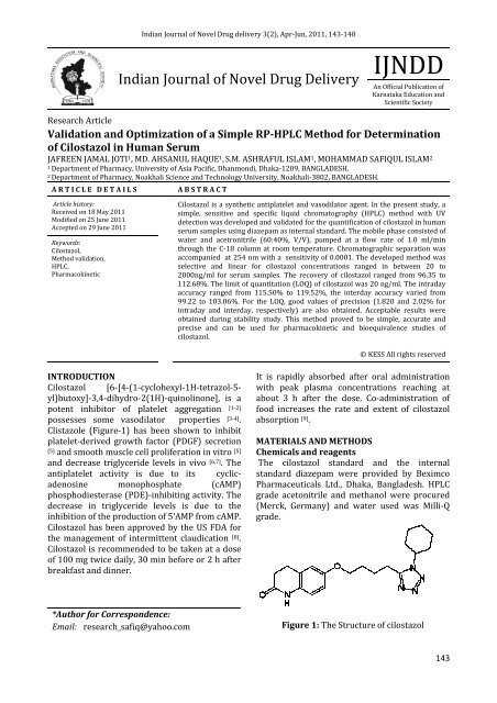 Validation and Optimization of a Simple RP-HPLC Method for ...