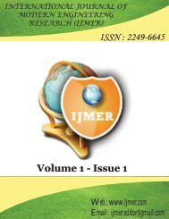 ISSN : 2249-6645 Volume 1 - Issue 1 - ijmer