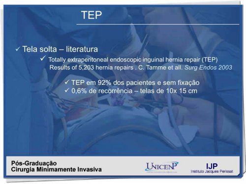 Hernioplastia inguinal TÃ©cnica TEP - IJP