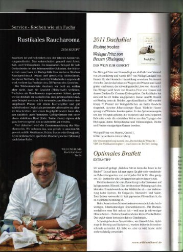 Rustikales Raucharoma 2011 Dachsfilet Optimales Bratfett