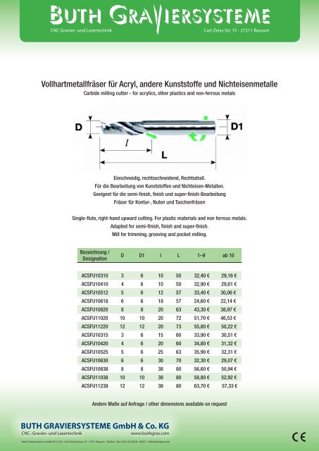 Fräsen und Gravieren - Buth Graviersysteme Gmbh & Co. KG