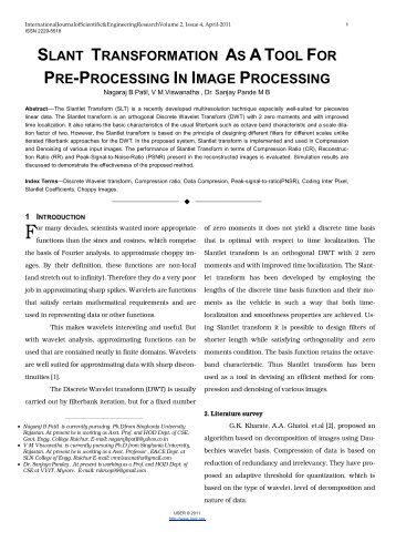 slant transformation as atool for pre-processing in image processing