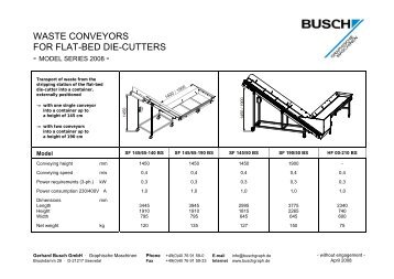 Waste Conveyors for Flat-Bed Die-Cutters - Gerhard BUSCH Gmbh