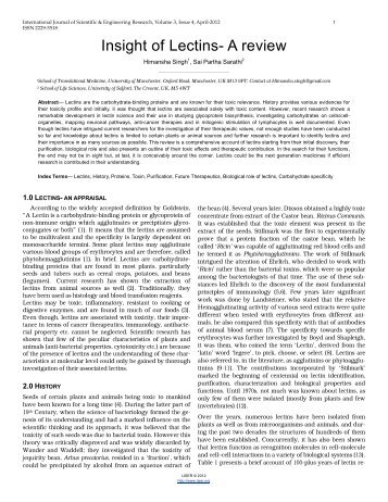 Insight of Lectins- A review - International Journal of Scientific and ...