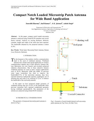 Compact Notch Loaded Microstrip Patch Antenna for Wide ... - Ijsrp.org