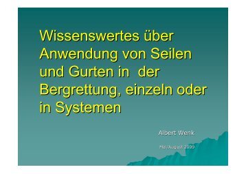 Wissenswertes Ã¼ber Anwendung von Seilen und ... - IKAR-CISA