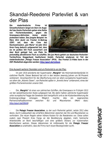 Factsheet Skandalfirma Parlevliet maerz13 - Greenpeace